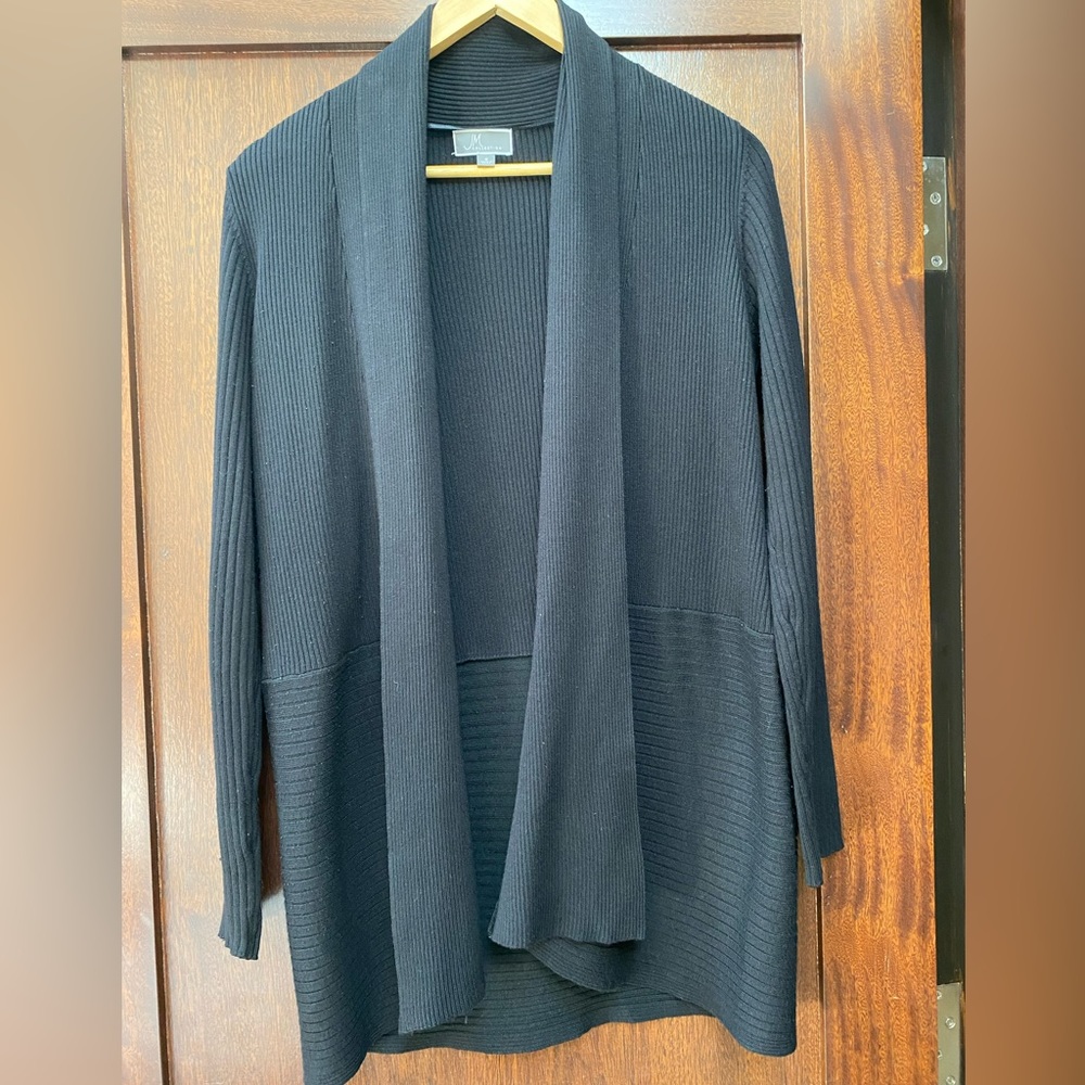 JM Collection black shawl collar knit sweater
